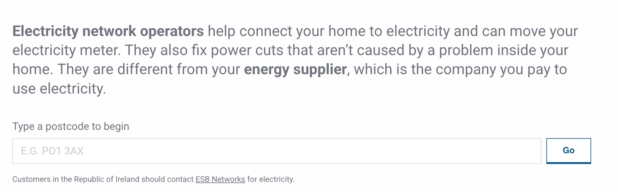 ENA Electricity Operator Finder Tool ENA Electricity Operator Finder Tool