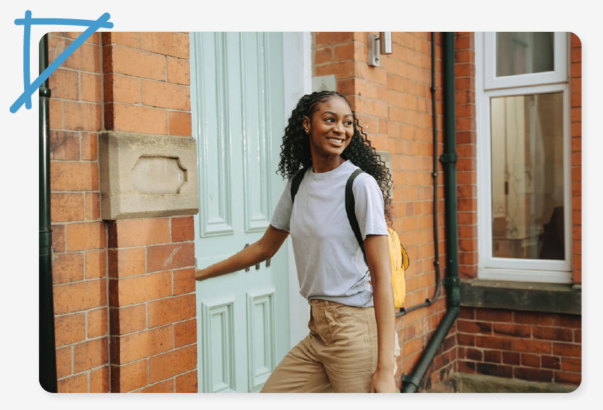 A student heading into her student property with easy bills from her letting agent